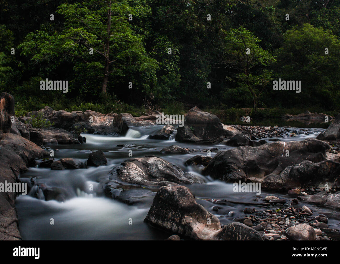 The shallow river, long exposure Stock Photo Alamy