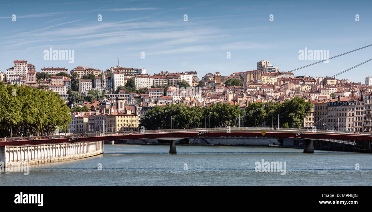 Passerelle du Palais de Justice bridge, Lyon, France Stock Photo
