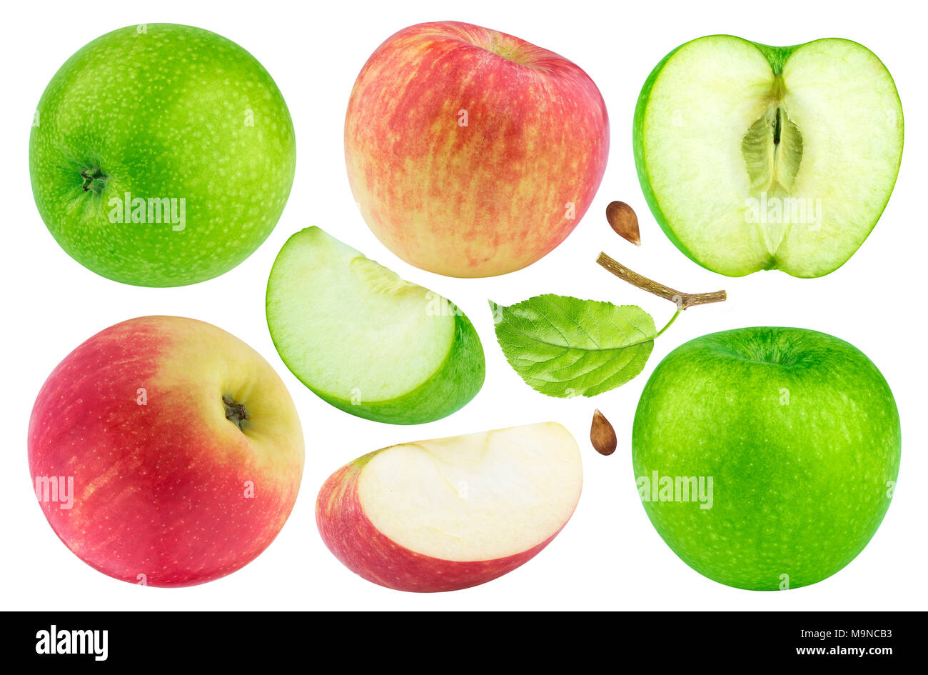 Green and red apples isolated on white background Stock Photo