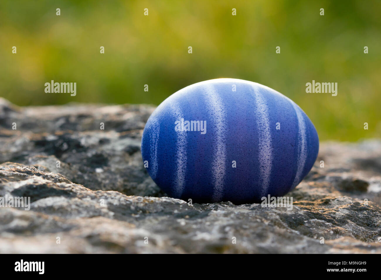 Nest of natural-colored Easter eggs in the garden Stock Photo