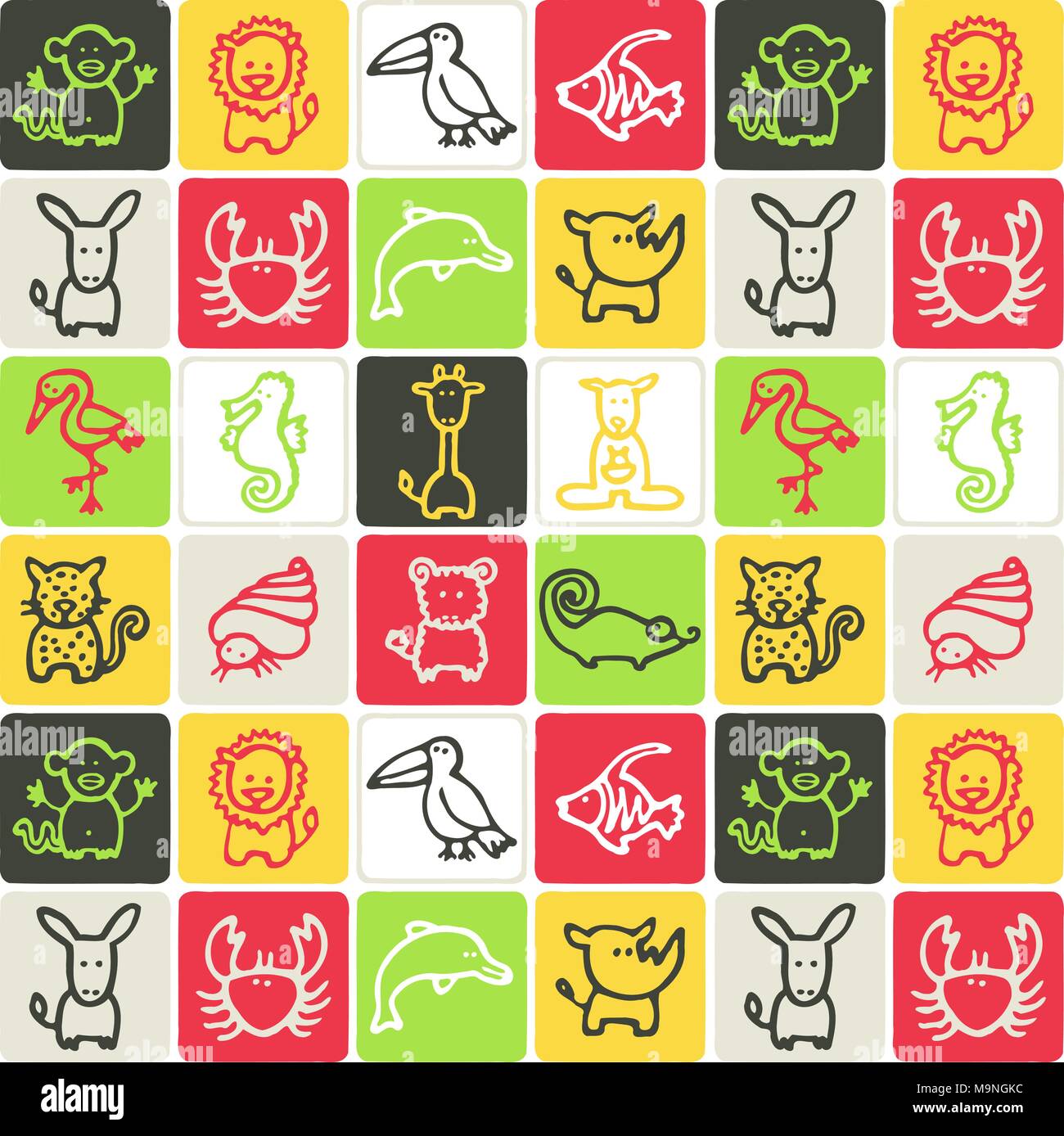 Hand Drawn Icons Set - Animals 2 Stock Vector