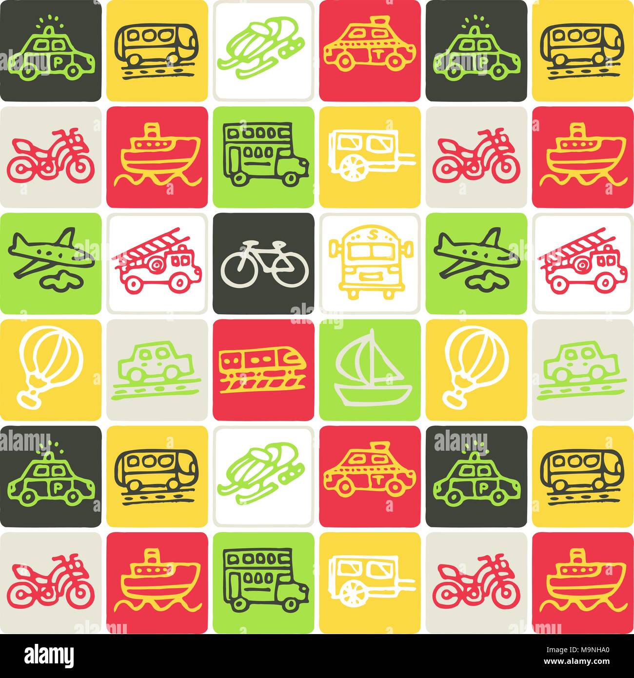 Hand Drawn Icons Set - Transport 2 Stock Vector