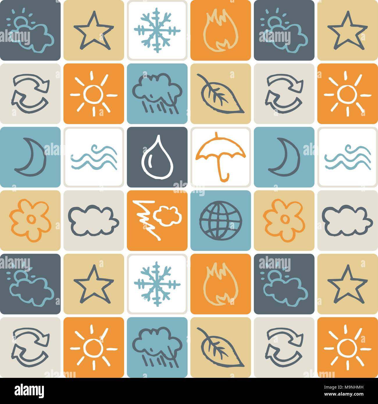 Hand Drawn Icons Set - Weather Stock Vector