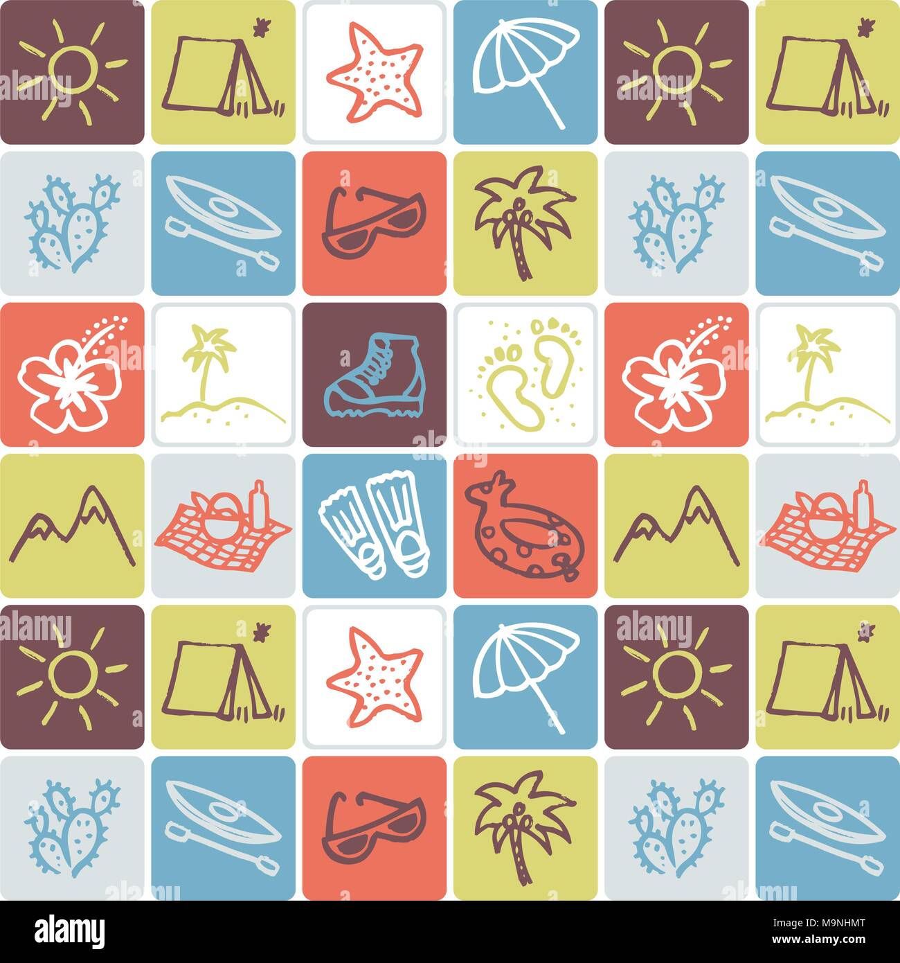 Hand Drawn Icons Set - Vacations Stock Vector