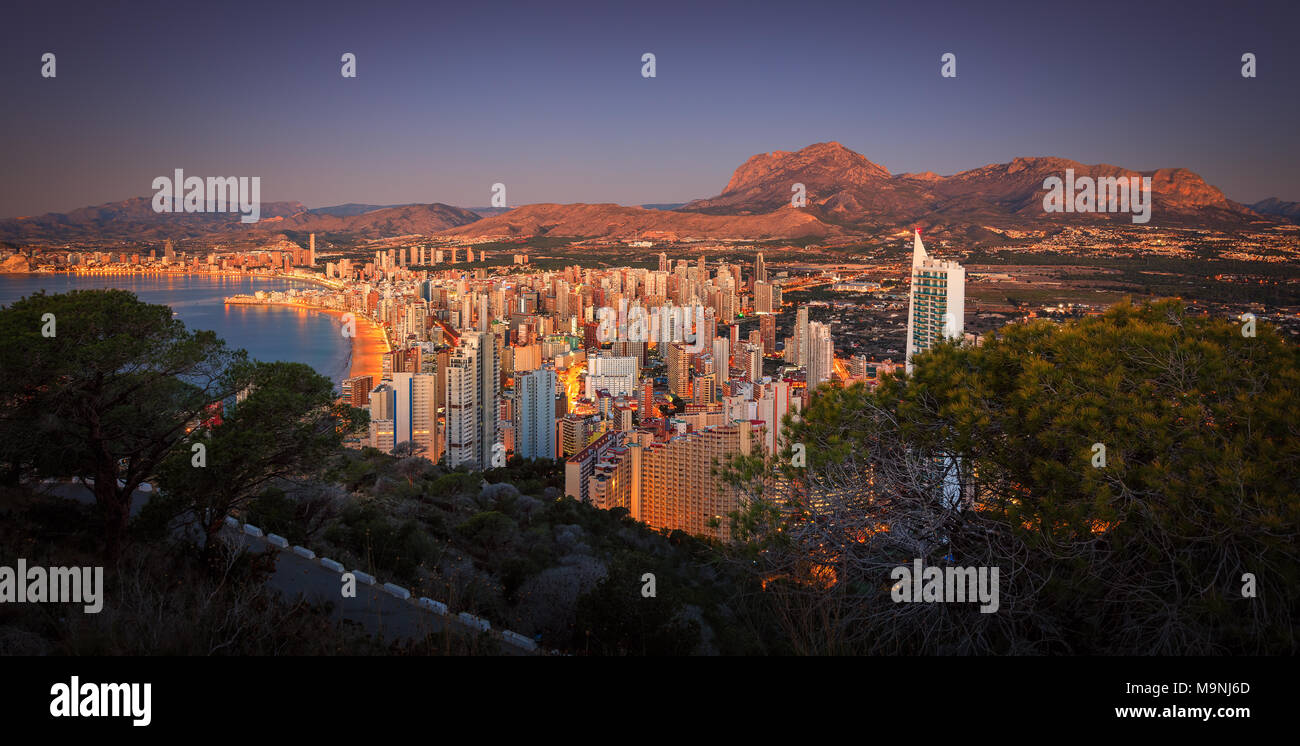 Benidorm at sunrise Stock Photo