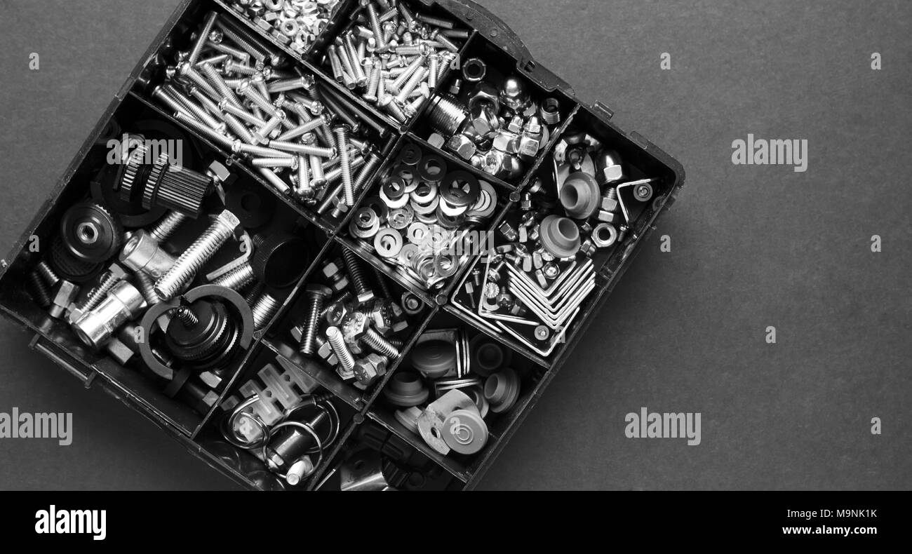 A mixture of nuts, bolts, washers, and other hardware Stock Photo Alamy