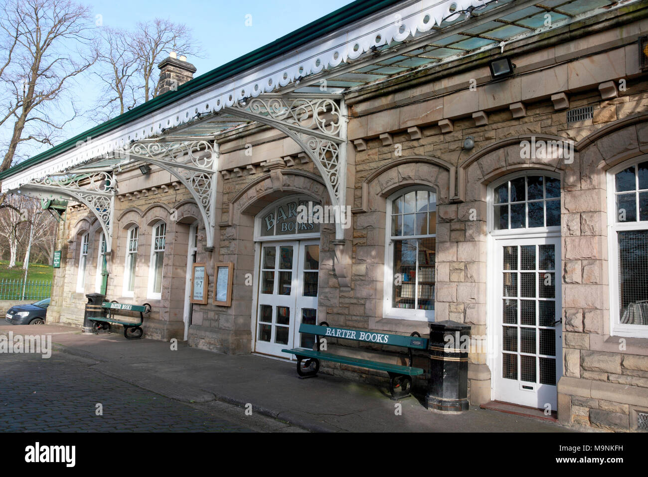 The entrance to Barter Books based in the old station in Alnwick, Northumberland Stock Photo