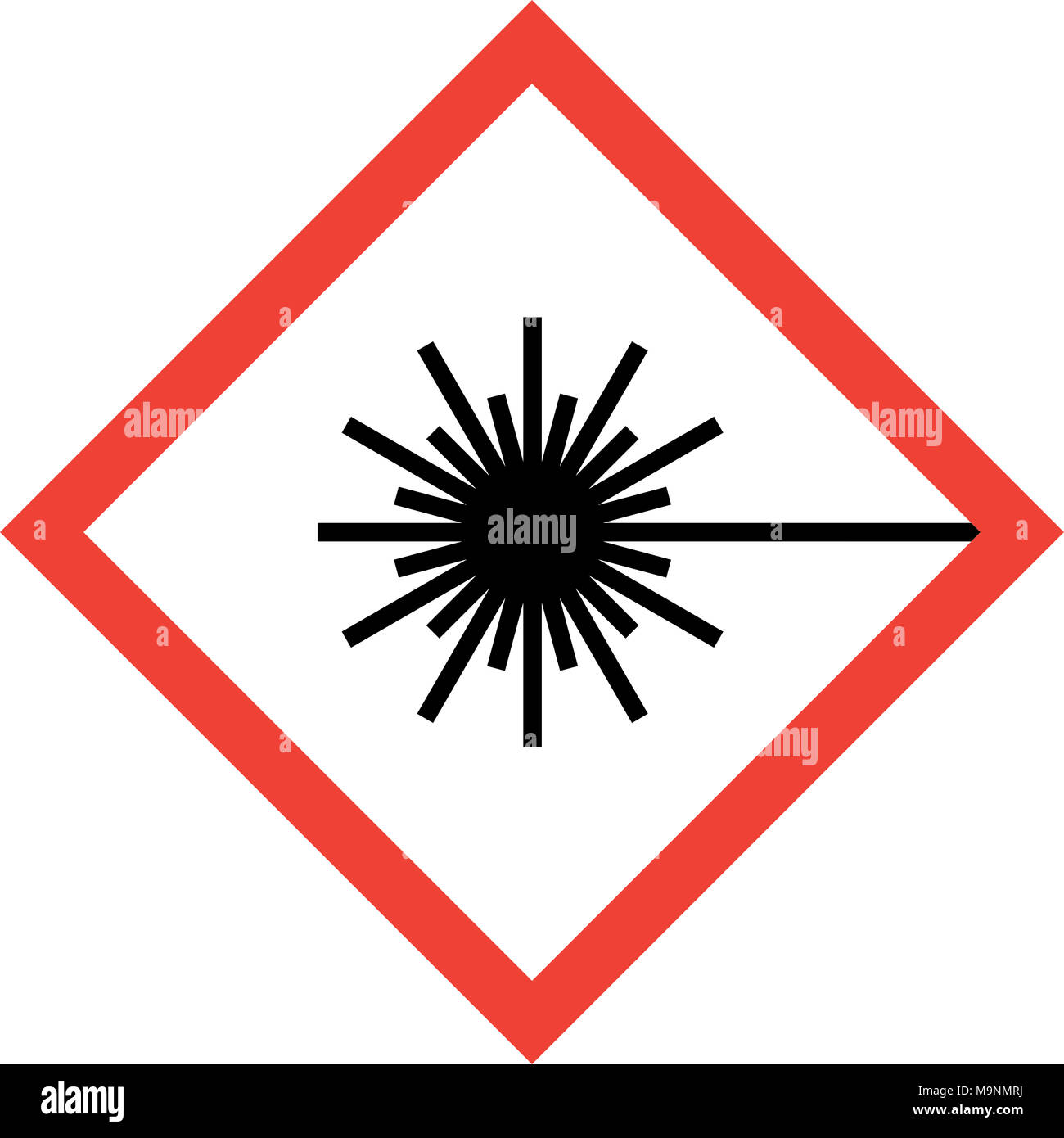Hazard sign with laser beam symbol Stock Photo - Alamy