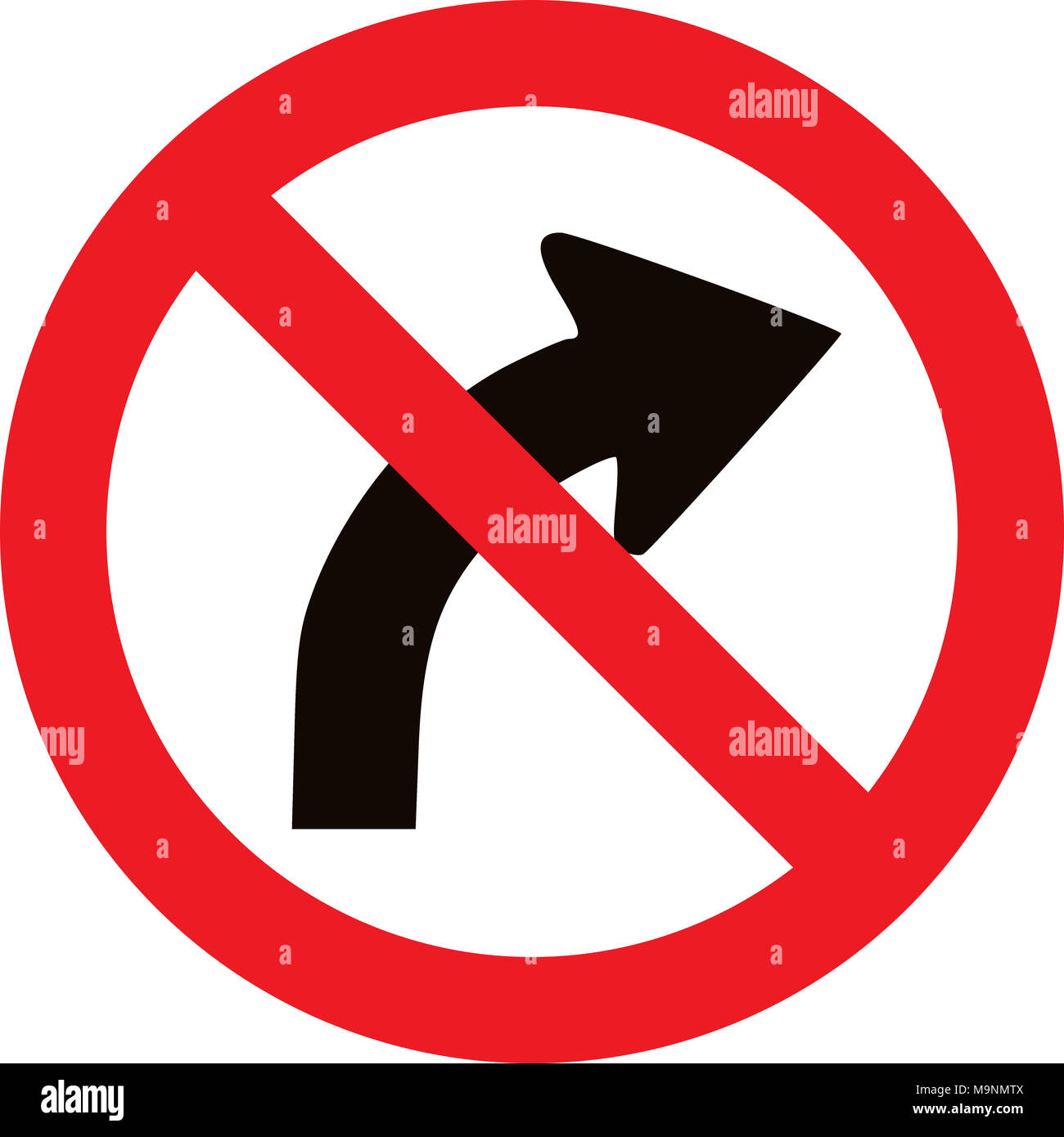 no-right-bend-direction-allowed-sign-stock-photo-alamy