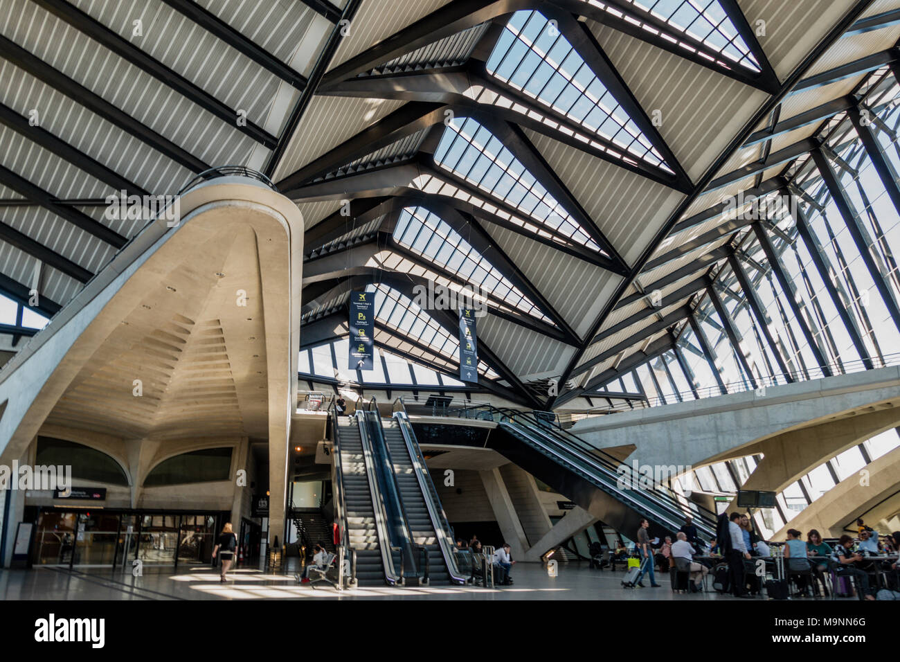 Saint-Exupéry Train Station, architect Santiago Calatrava, Lyon–Saint-Exupéry Airport, Lyon, France Stock Photo