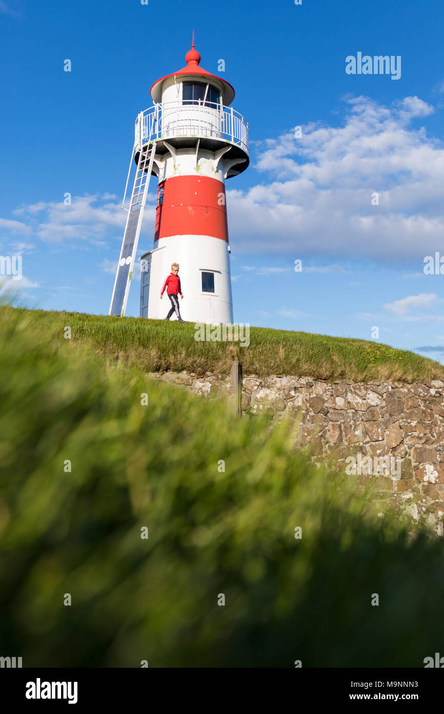 Lighthouse and historical fortress of Skansin,Torshavn, Streymoy Island, Faroe Islands Stock Photo