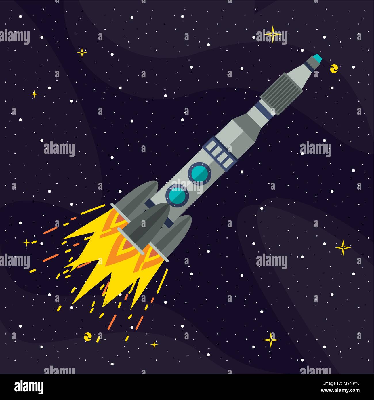 Spaceship rocket flying Stock Vector Image & Art - Alamy