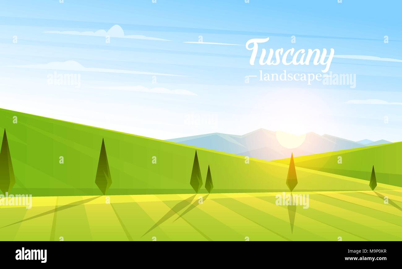 Morning Rural Vector Rural landscape. Farm Agriculture. Vector illustration. Poster with ...