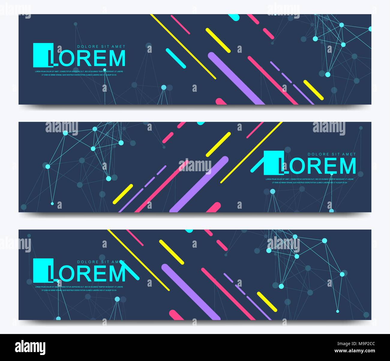 Modern set of vector banner. Abstract flat shapes vector trendy colors ...