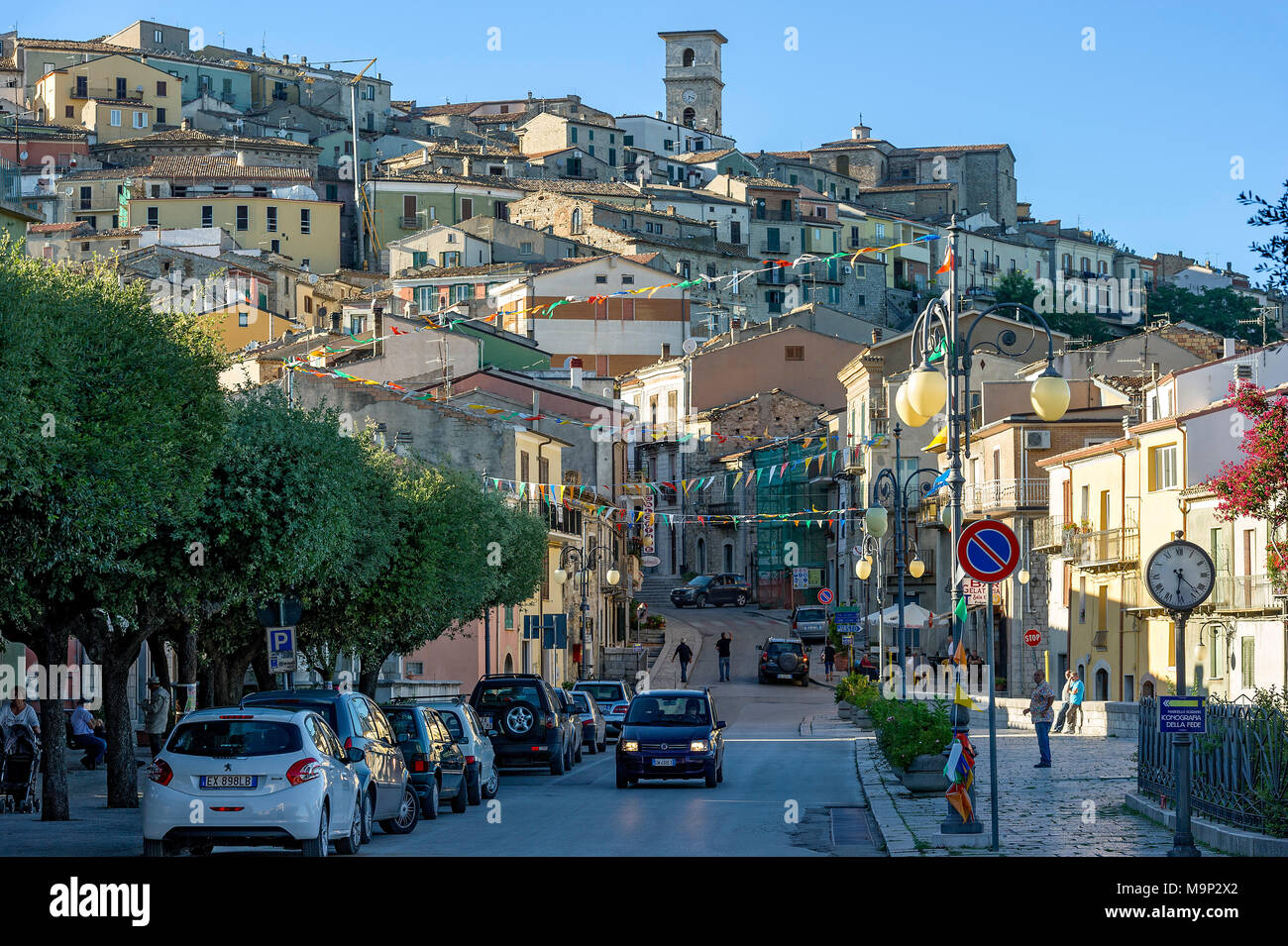 View from Piazza Fontana to the Old Town, Trivento, Molise, Italy Stock Photo