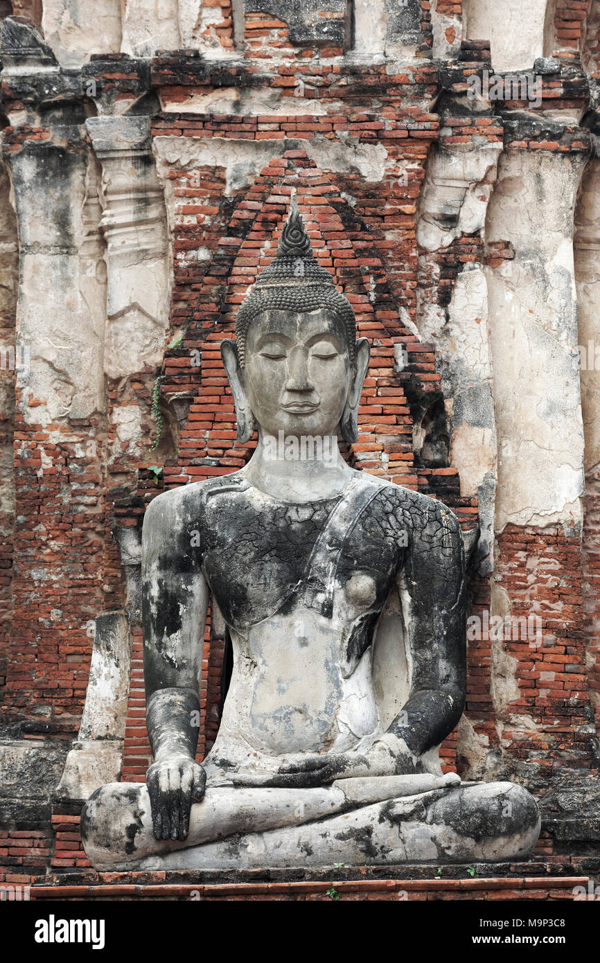 Buddha statue in Wat Maha Tat, Wat Mahathat, Ayutthaya, Phra Nakhon Si Ayutthaya, Thailand Stock Photo