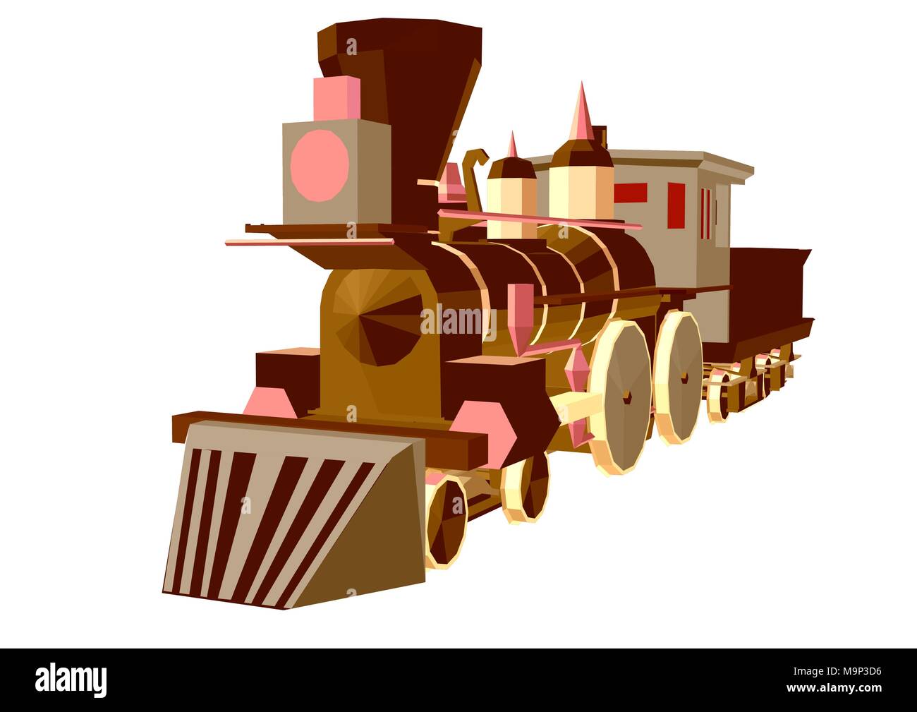 steam train low poly style isolated on white Stock Vector