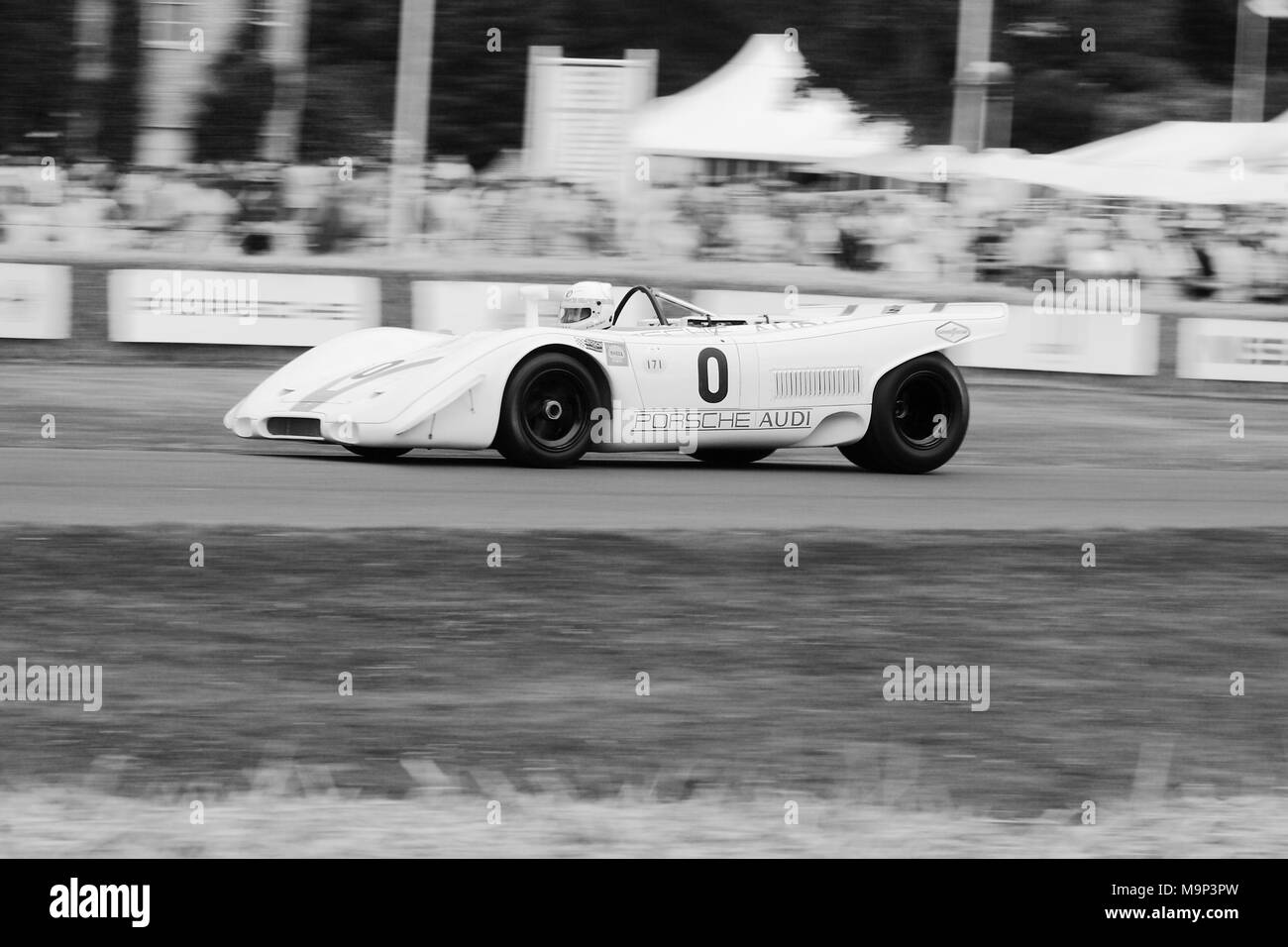 1969 white Porsche 917 PA (Porsche Audi) Spyder number 0 Canadian American Challenge Cup (Can-Am) racing car Stock Photo