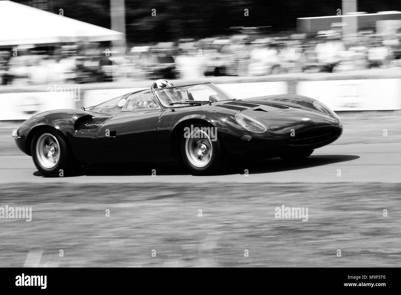 The Jaguar XJ13 racing at Goodwood Festival of Speed in 2009. This is the ONLY Jaguar XJ 13 because only one was ever produced. Mid 1960s Le Mans car. Stock Photo