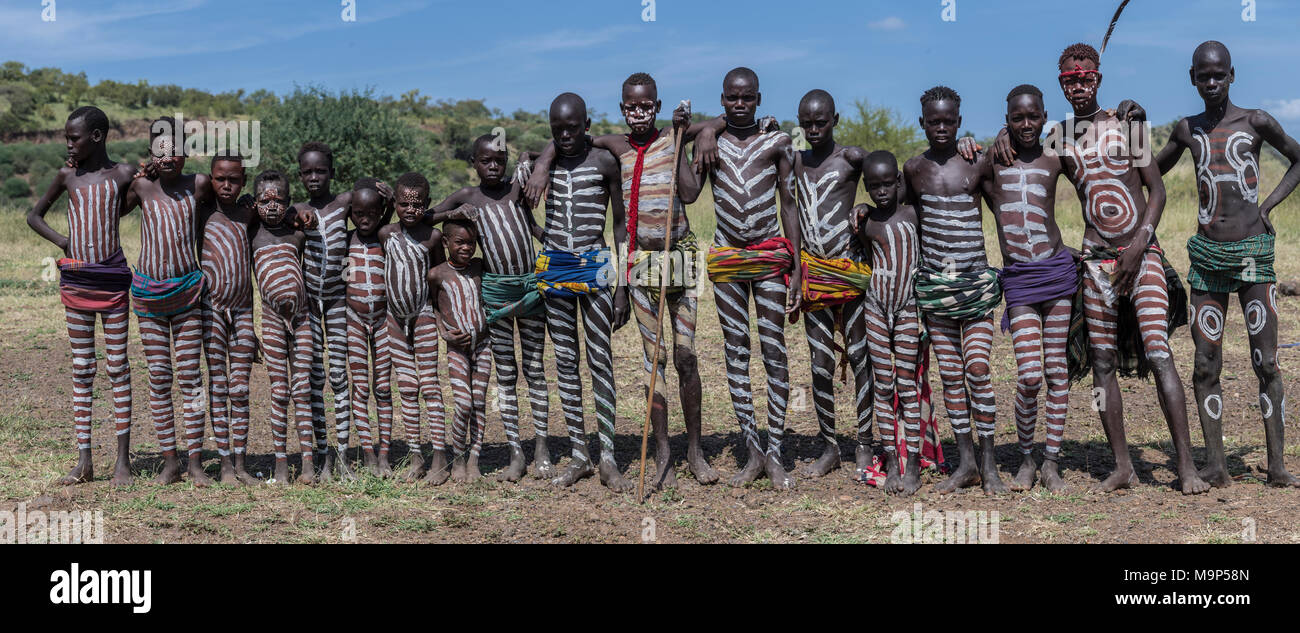 Mursi Stamm, Südliche Nation Region, Äthiopien | Mursi tribe, Southern Nation Nationalities Region, Ethiopia Stock Photo