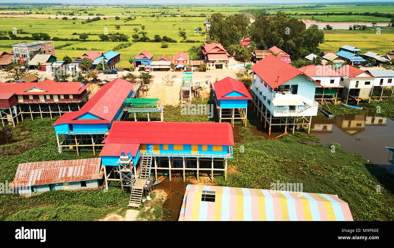 Drone Aerial view of traditionnal village in Siem-Reap, Cambodia Stock  Photo - Alamy