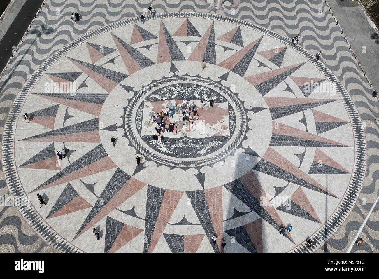 Compass Rose or wind rose view from the discoveries monument in Lisbon Portugal   FOTO  GONÇALO ROSA DA SILVA Stock Photo