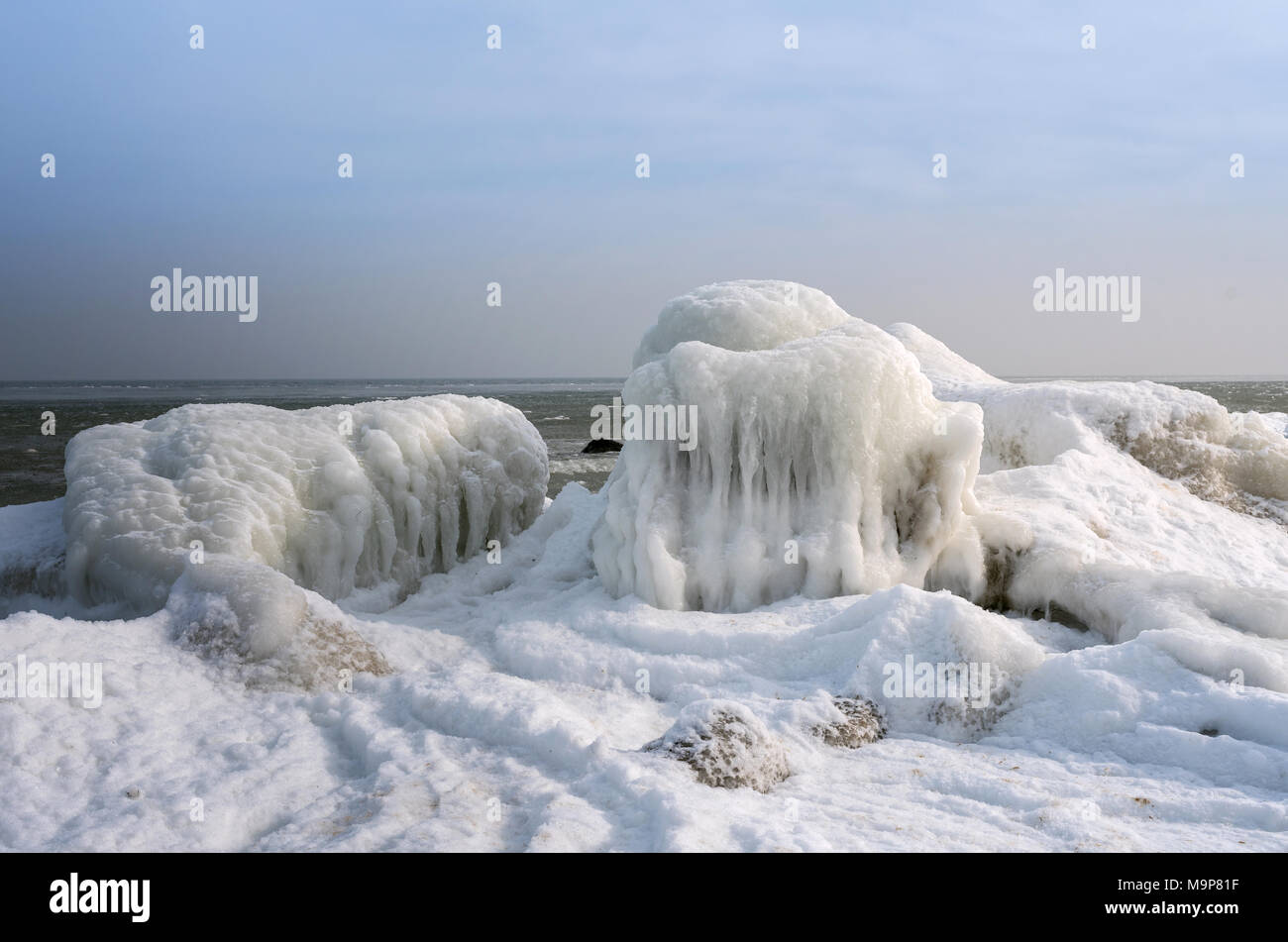 Iced Coast, Baltic Sea, Sellin, Island of Rügen, Germany Stock Photo