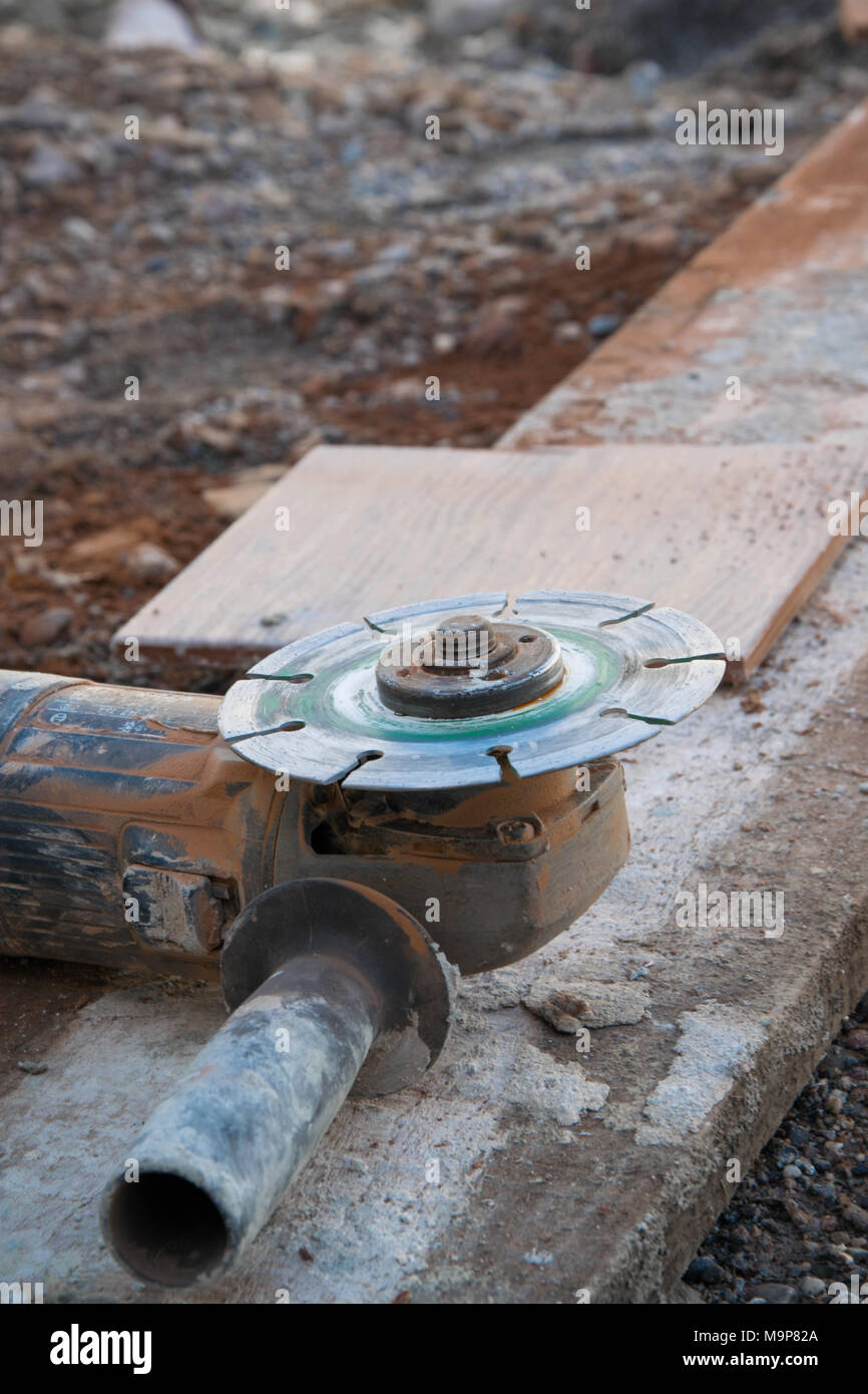 Professional tool to cut the tiles, construction industry concept Stock