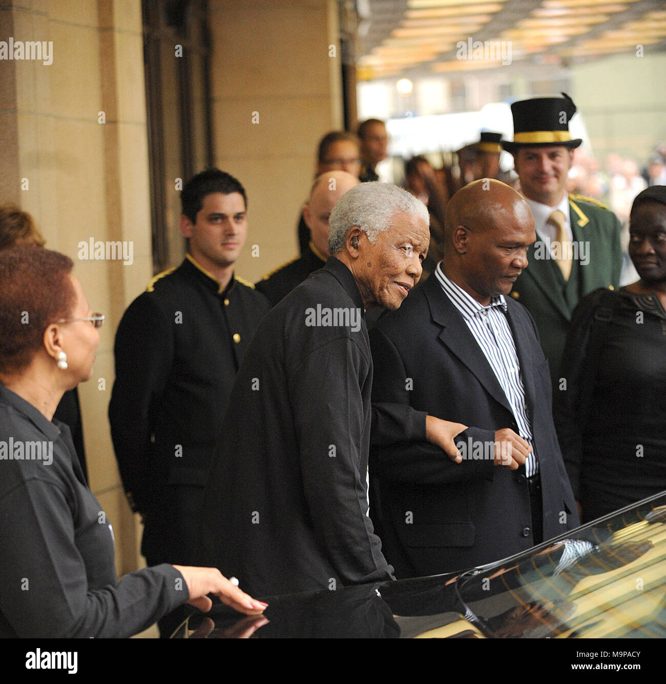 LONDON 2008: Nelson Mandela, the first black president of South Africa credited with ending apartheid there, died Thursday in South Africa. He was 95 years old.  Nelson Rolihlahla Mandela (18 July 1918 – 5 December 2013) was a South African anti-apartheid revolutionary and politician who served as President of South Africa from 1994 to 1999. He was the first black South African to hold the office, and the first elected in a fully representative, multiracial election. His government focused on dismantling the legacy of apartheid through tackling institutionalised racism, poverty and inequality, Stock Photo