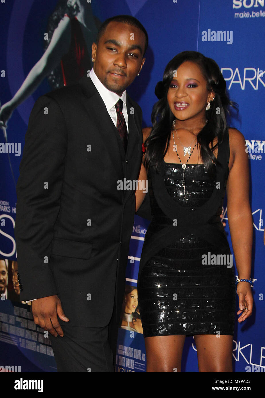 HOLLYWOOD, CA - AUGUST 16: Nick Gordon and Bobbi Kristina Brown arrives