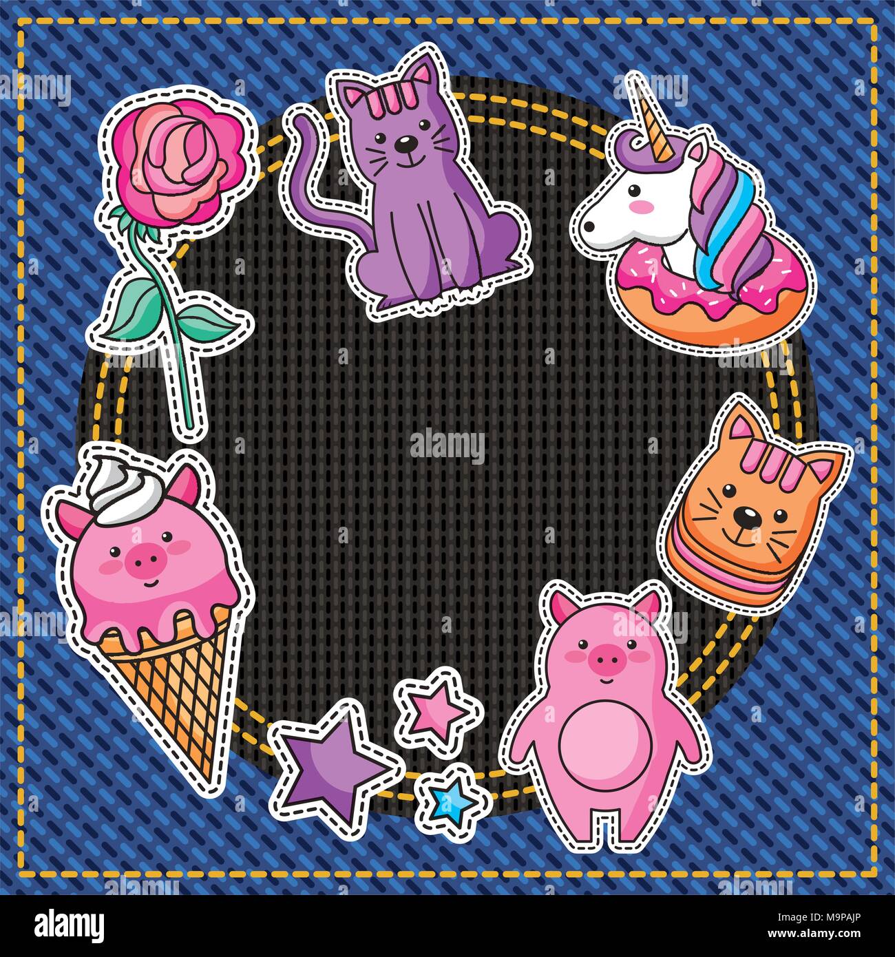 embroidery patch denim Stock Vector Image & Art Alamy