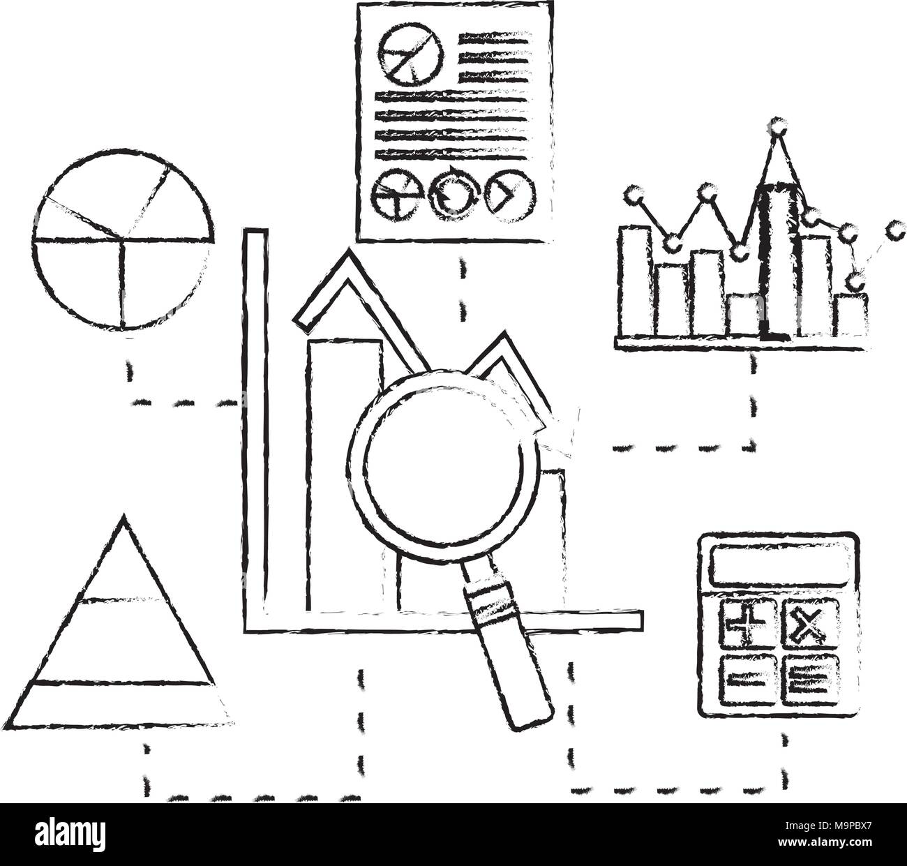 bar graph statistics analysis calculator business Stock Vector Image