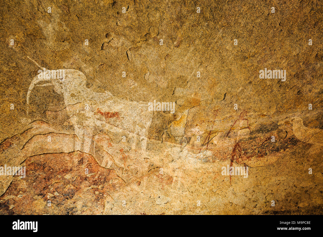 Rock Paintings, Phillips Cave, Ameib Ranch, Erongo Region, Namibia Stock Photo