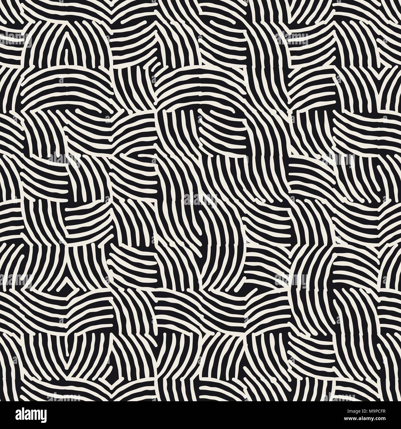 Hand drawn striped seamless pattern with brushstrokes tiling. Abstract ...