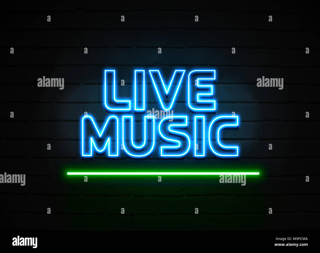Live on air neon glowing sign brick wall Vector Image