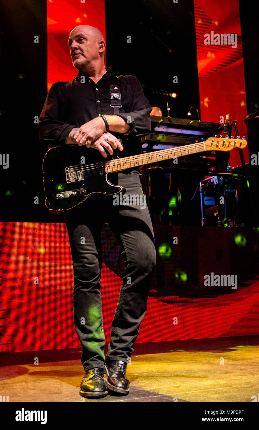 Baz Warne, guitarist of The Stranglers performing live, G Live, Guildford, UK, 26 March 2018. Stock Photo