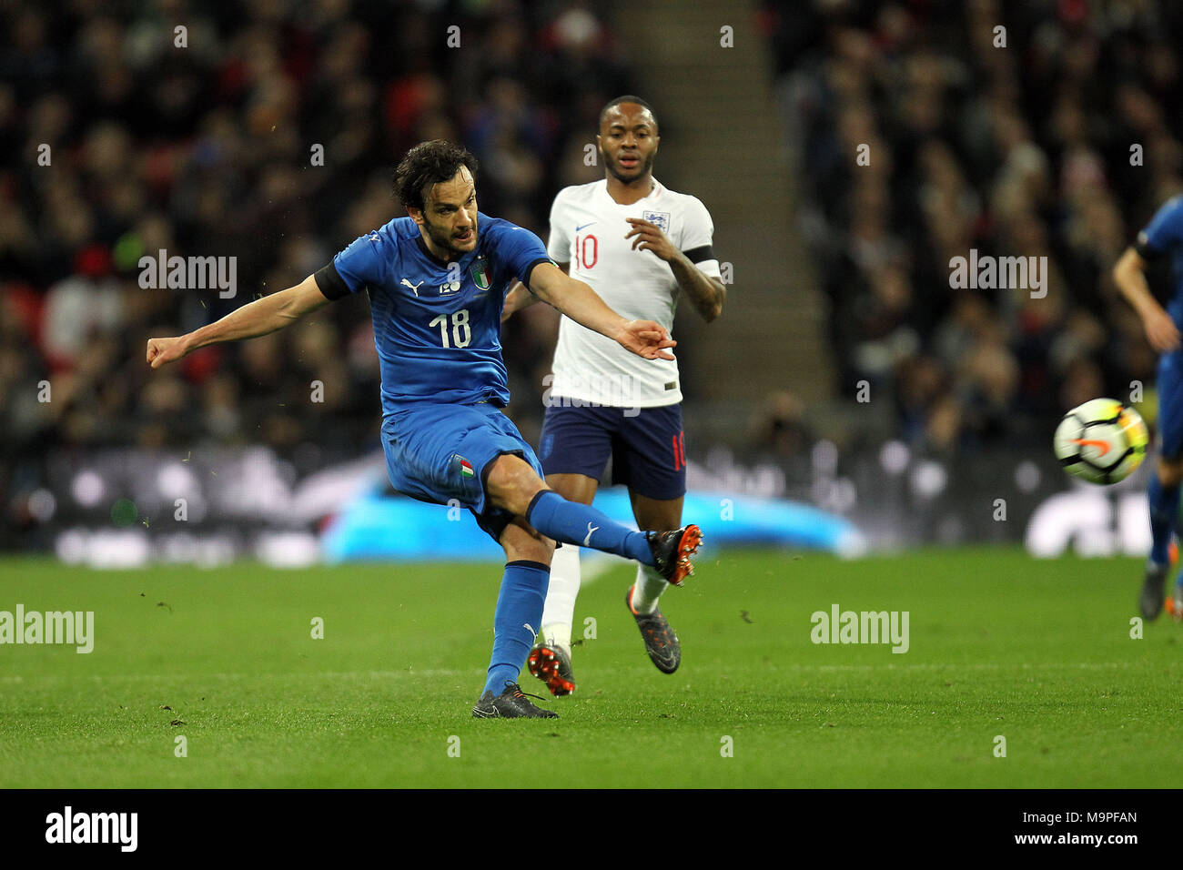 London, UK. 27th March, 2018. Marco Parolo of Italy during the International Friendly match between England and Italy at Wembley Stadium on March 27th 2018 in London, England. (Photo by Matt Bradshaw/phcimages.com) Credit: PHC Images/Alamy Live News Stock Photo