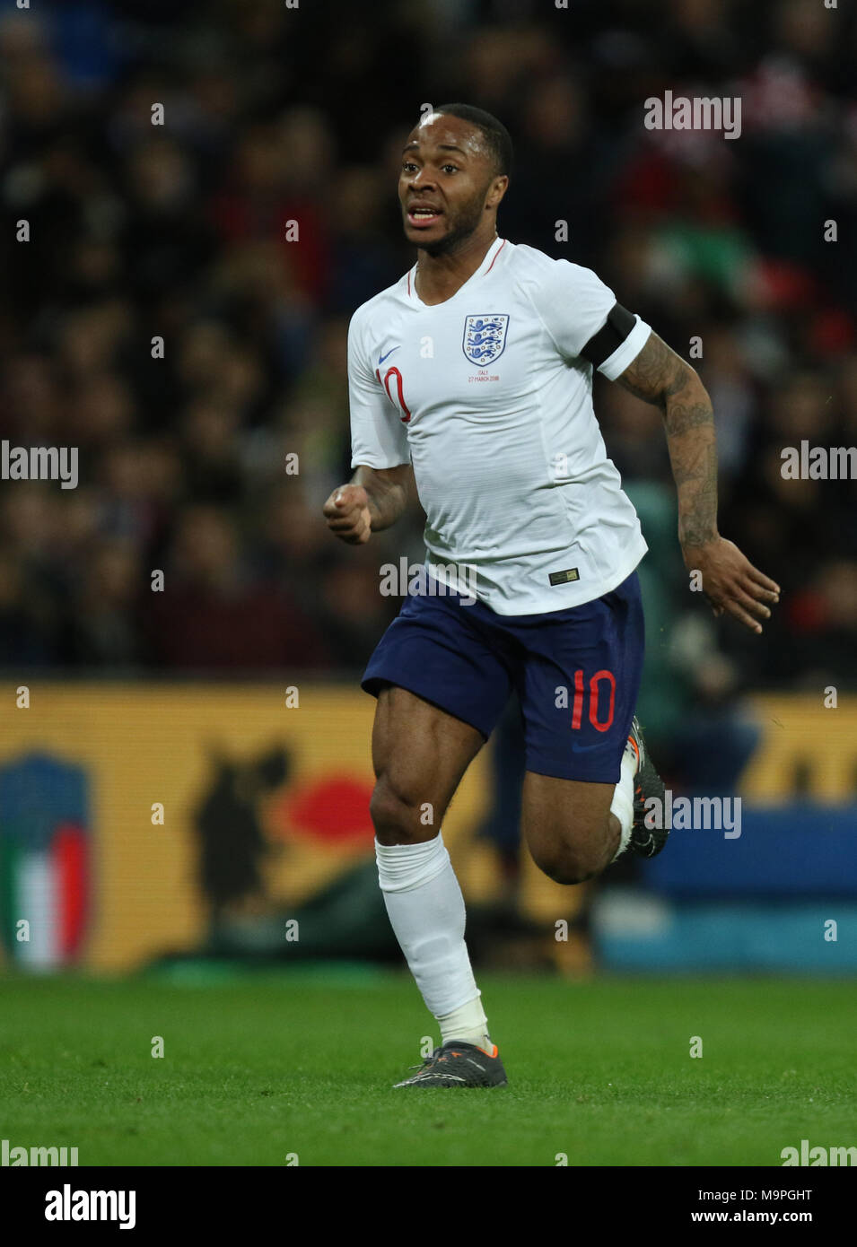 London, UK. 27th March, 2018. Raheem Sterling (E) at the England v Italy International Friendly football match, at Wembley Stadium, London, on March 27, 2018. **This picture is for editorial use only** Credit: Paul Marriott/Alamy Live News Stock Photo