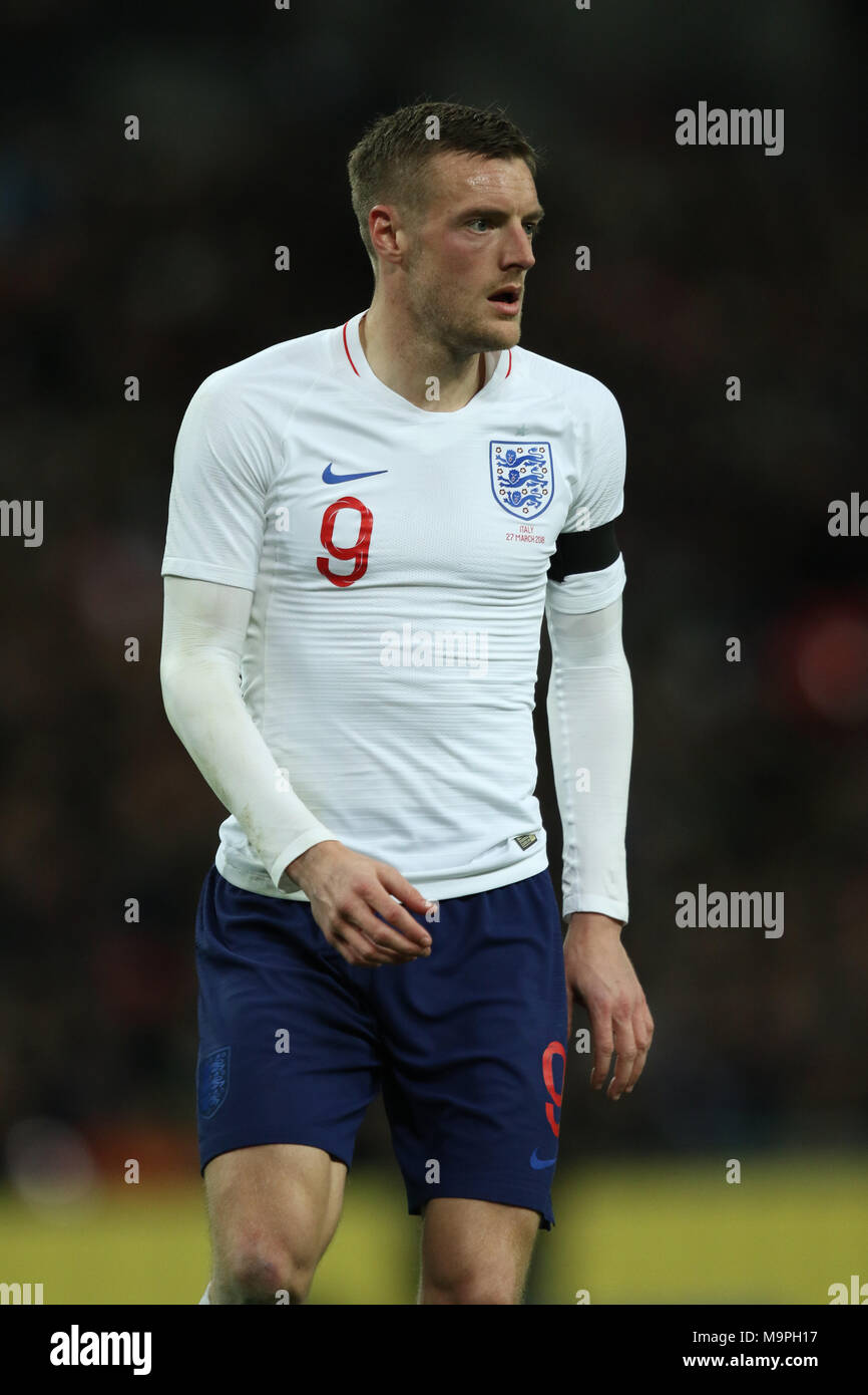 London, UK. 27th March, 2018. Jamie Vardy (E) at the England v Italy International Friendly football match, at Wembley Stadium, London, on March 27, 2018. **This picture is for editorial use only** Credit: Paul Marriott/Alamy Live News Stock Photo