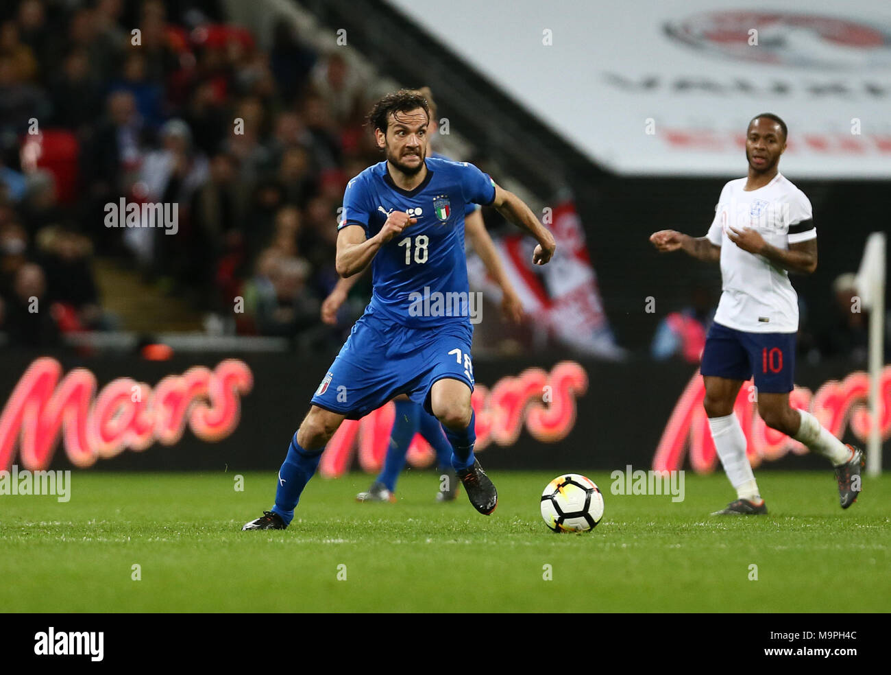 London, UK. 27th March, 2018. Marco Parolo of Italy during the International Friendly match between England and Italy at Wembley Stadium on March 27th 2018 in London, England. (Photo by Leila Coker/phcimages.com) Credit: PHC Images/Alamy Live News Stock Photo