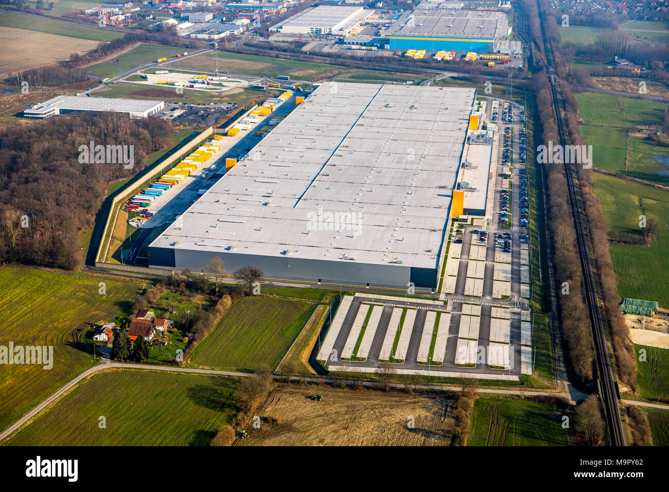 Aerial view, Amazon Logistic, logistics centre, Werne, North Rhine