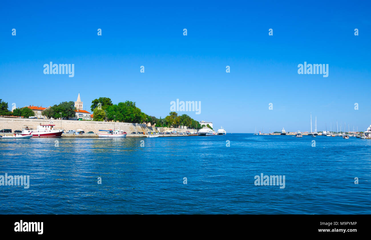 The walls of the old city and the harbor of Zadar, Croatia Stock Photo