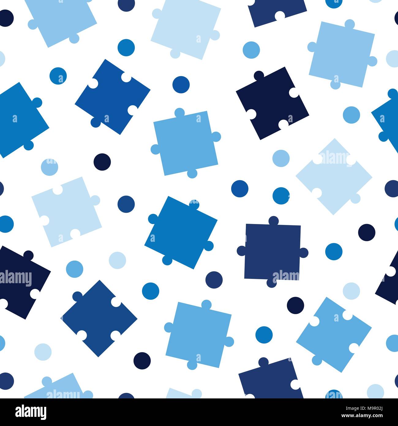 seamless tileable pattern with puzzle pieces in blue shades Stock ...