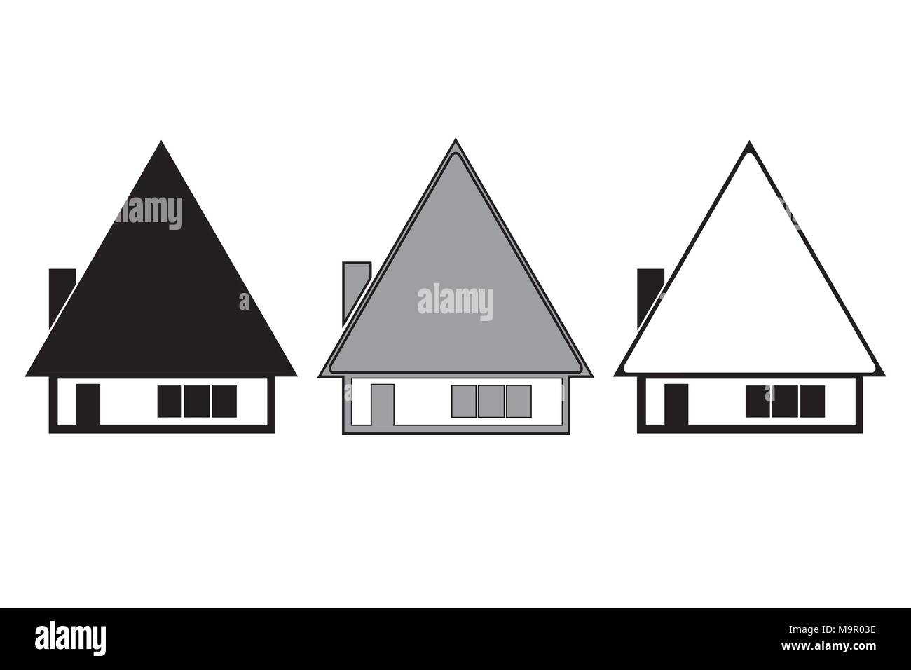 three houses vector set black silhouette sketch vector Stock Vector