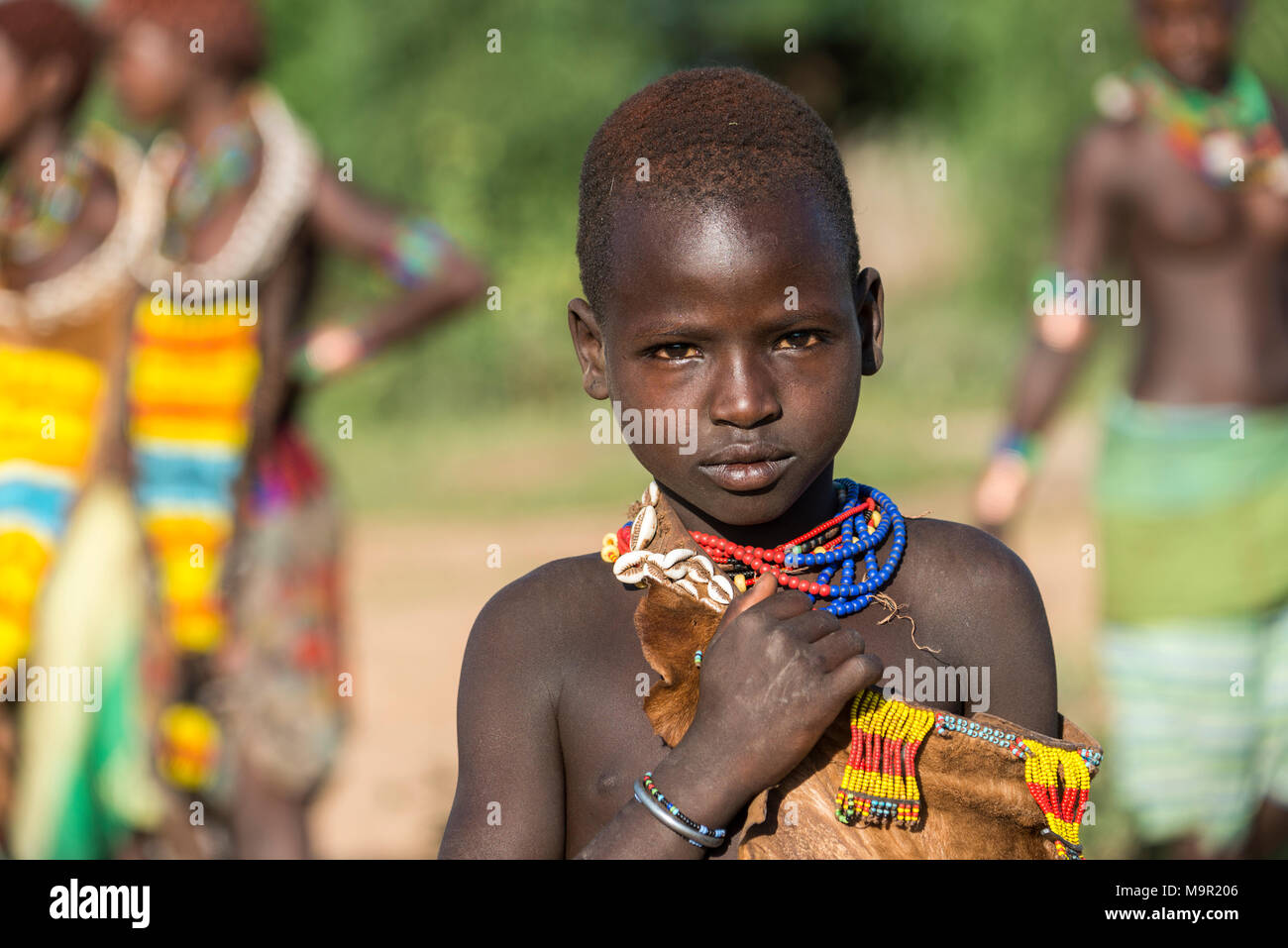 Young girl, portrait, Hamer tribe, Turmi market, Southern Nations Nationalities and Peoples' Region, Ethiopia Stock Photo