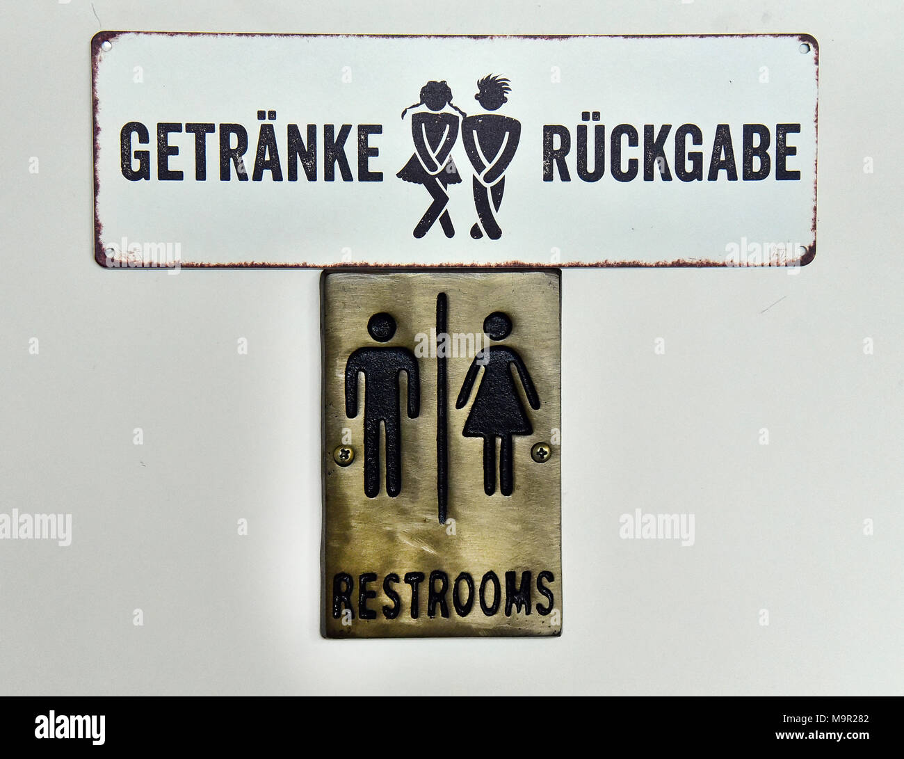 WC sign in a restaurant, Baden-Württemberg, Germany Stock Photo