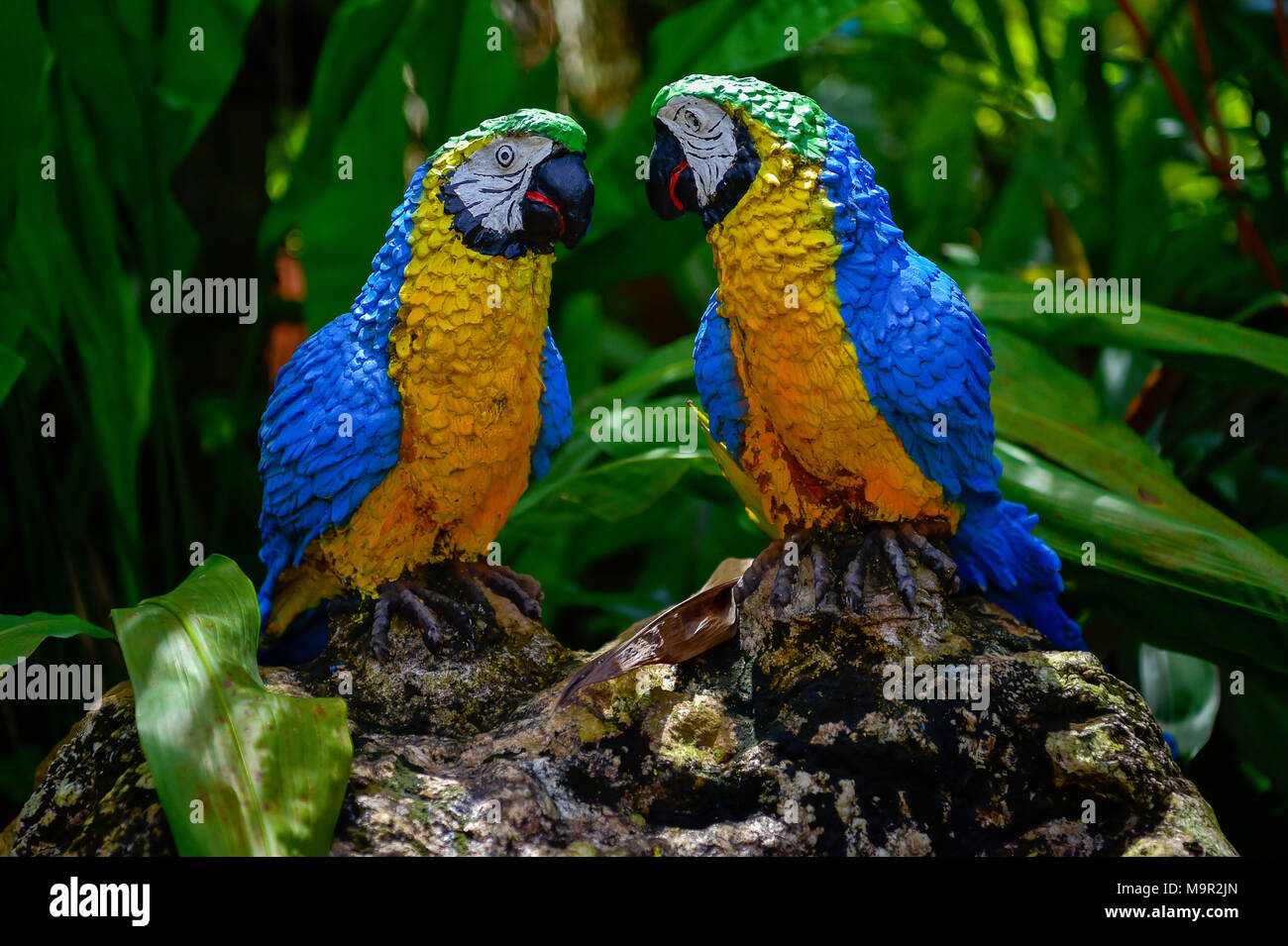 Parrot figures, Nong Nooch Tropical Botanical Garden, Pattaya, Thailand Stock Photo