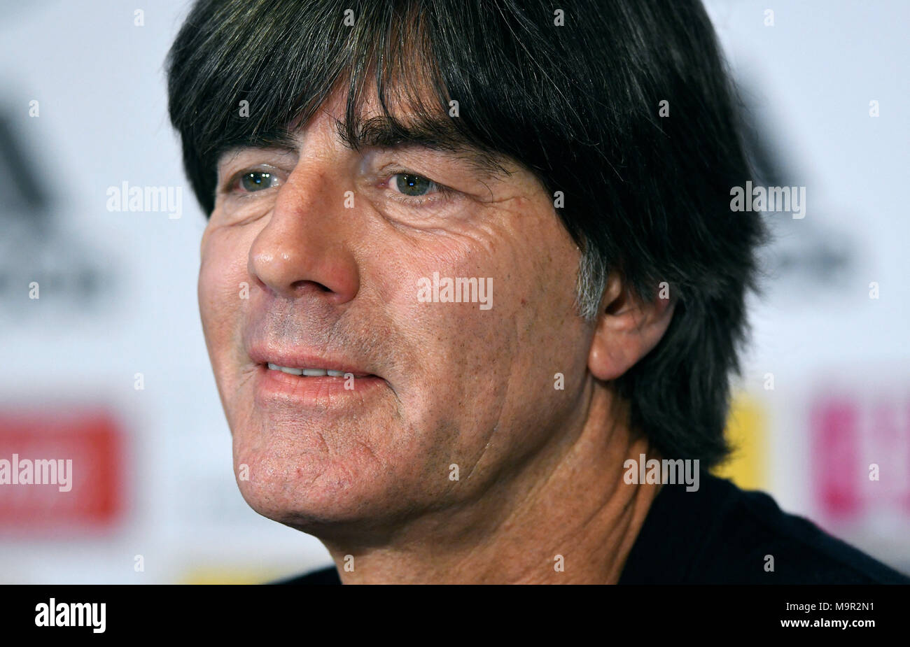 Press conference with national coach Joachim Jogi Löw in front of the friendly match against Spain Stock Photo