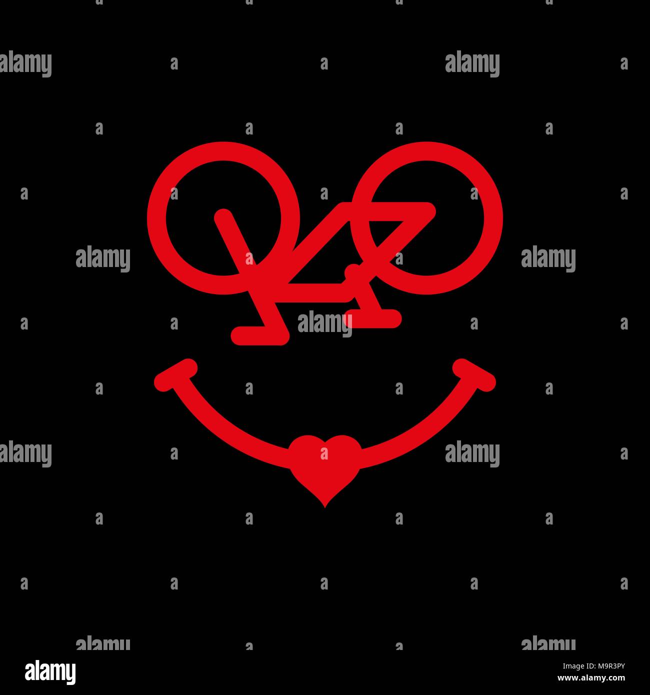 Bicycle Emoji. Bike Smile, Emoticon or Smiling Face. I Love Cycling