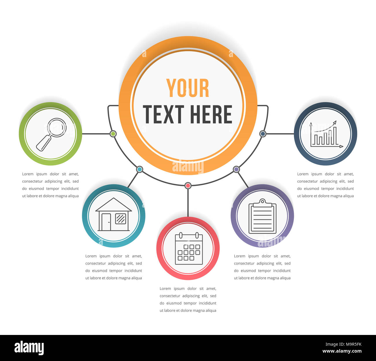 Infographic template with five steps or options, workflow, process ...